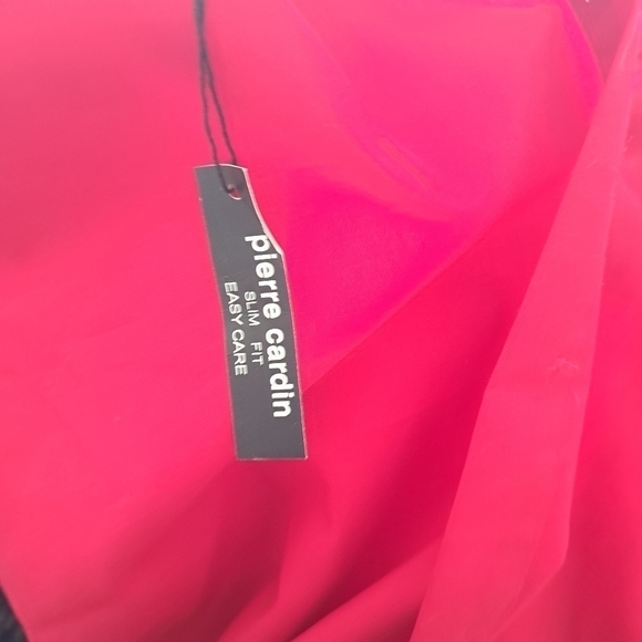 PIERRE CARDIN easy care slim fit cardinal Red dress shirt crisp coastal M 15.5 - Picture 6 of 6